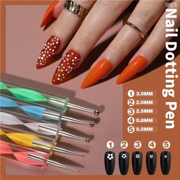 Nail Art Kit, Nail Design Tools Kit with Nail Art Brushes, Nail Dotting Tools - Picture 6 of 7